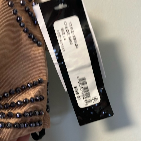 NWT Xscape Embellished Tan Crop Top + Skirt with Train Two Piece Set - Picture 2 of 11